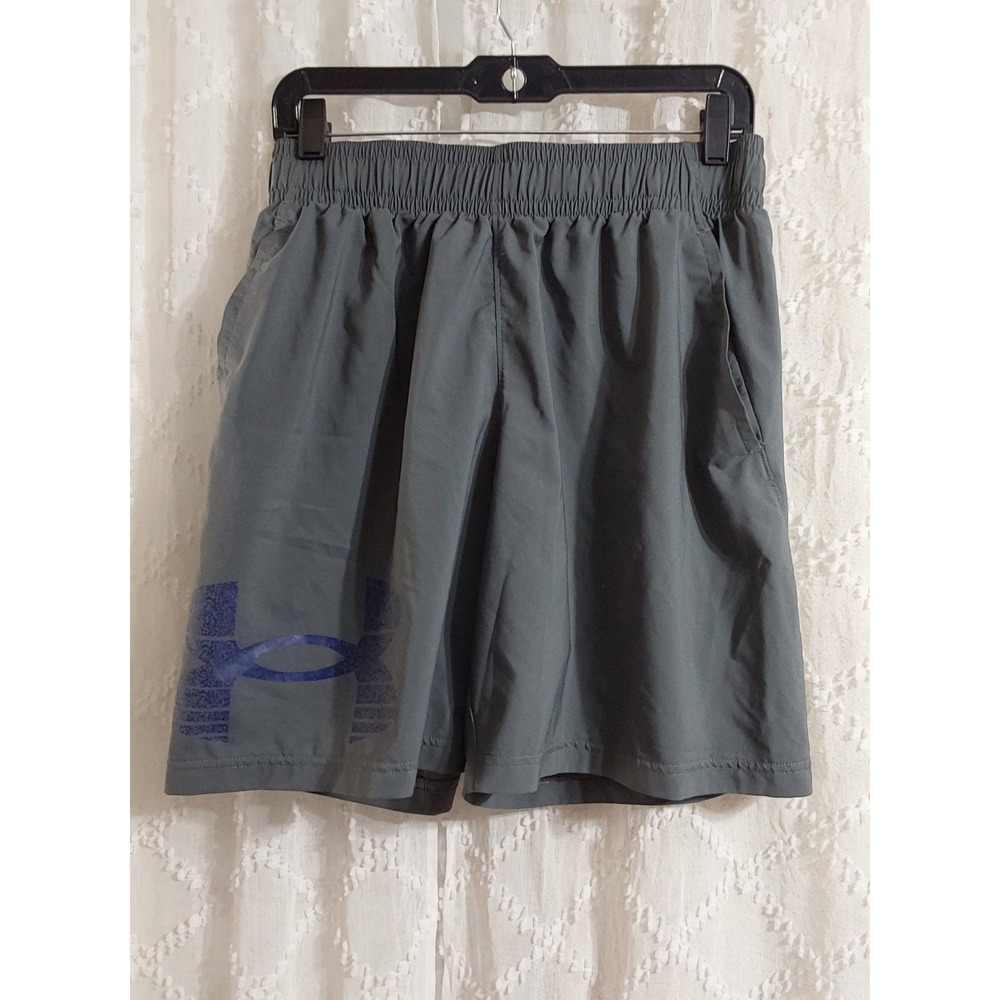 Under Armour Mens Gray Loose Fit Graphic Logo Athletic Training Shorts‎ Size M